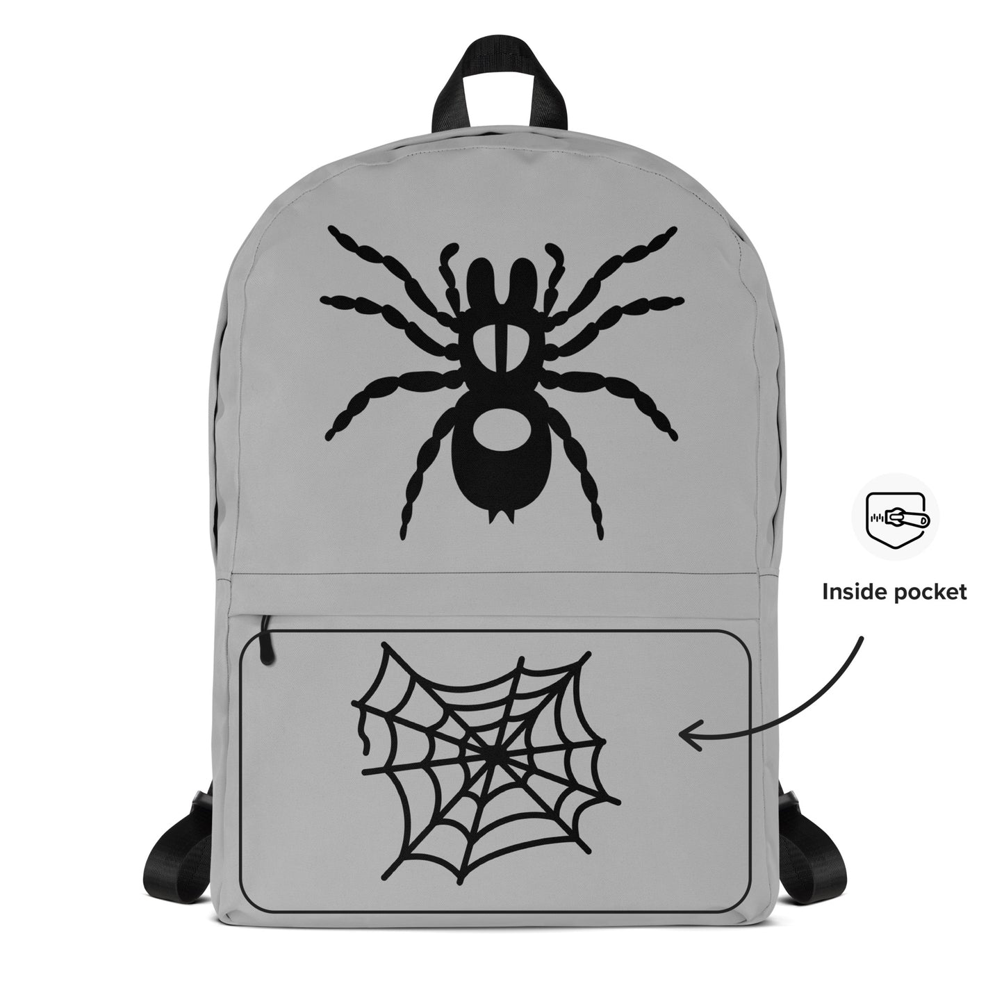 All-Over Print Backpack – Silver and Black