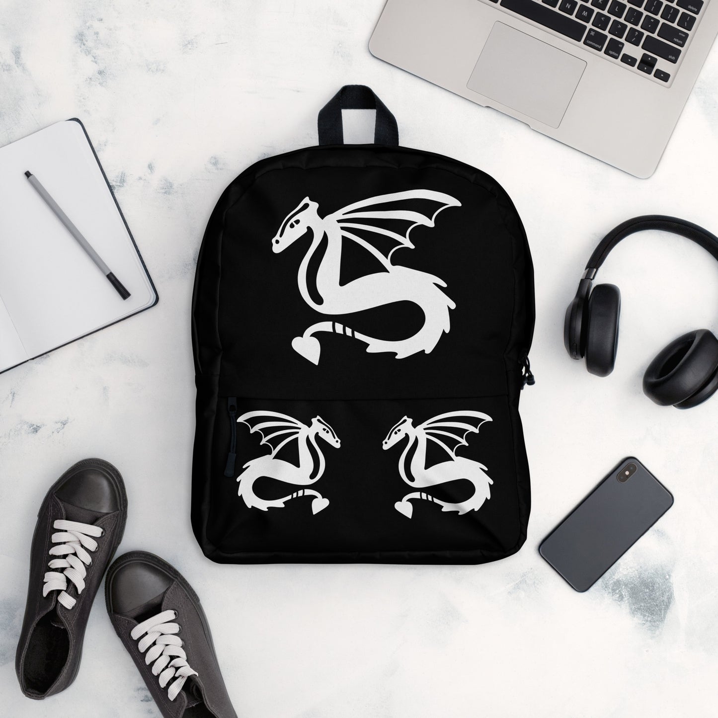 All-Over Print Backpack – Black and White