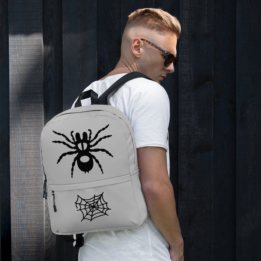 All-Over Print Backpack – Silver and Black