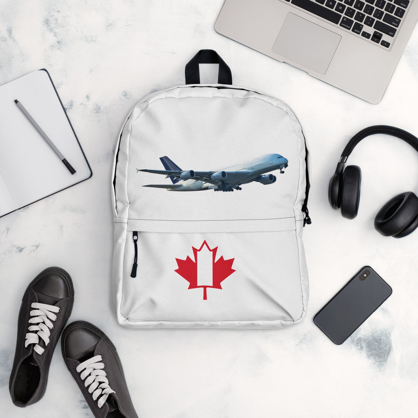 All-Over Print Backpack – White