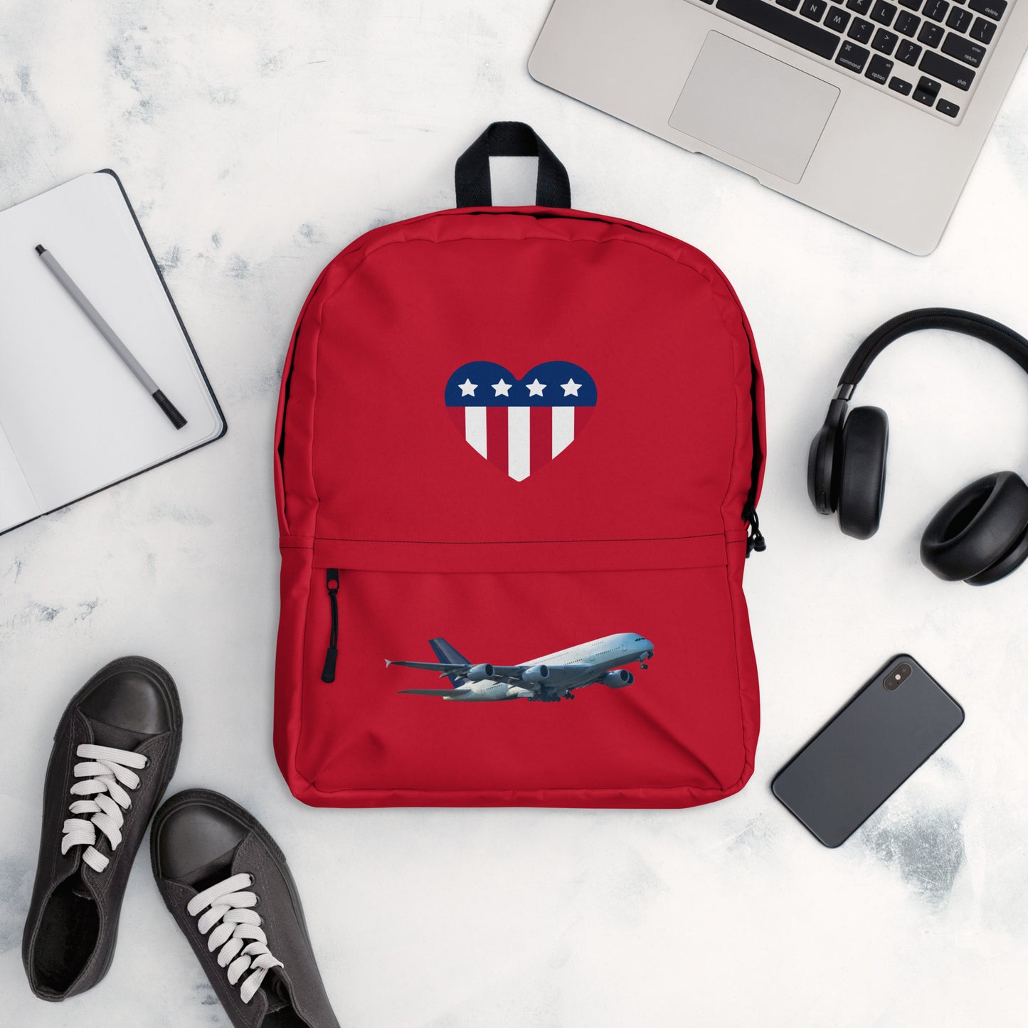 All-Over Print Backpack – Red