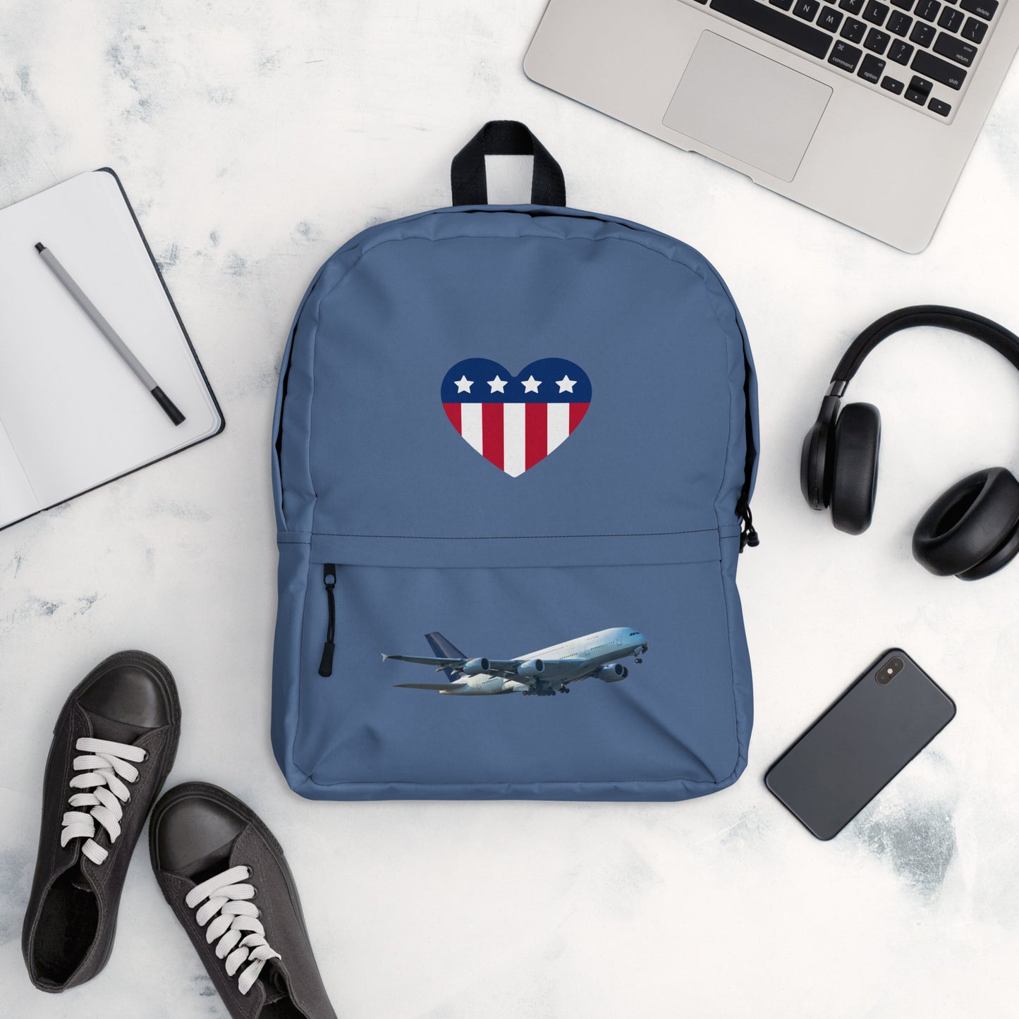 All-Over Print Backpack-Slate Blue