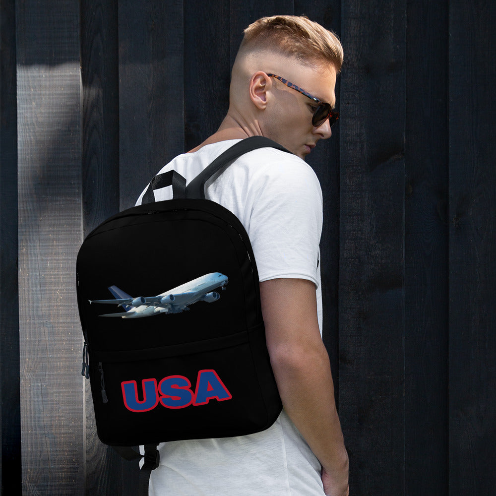 All-Over Print Backpack-Black