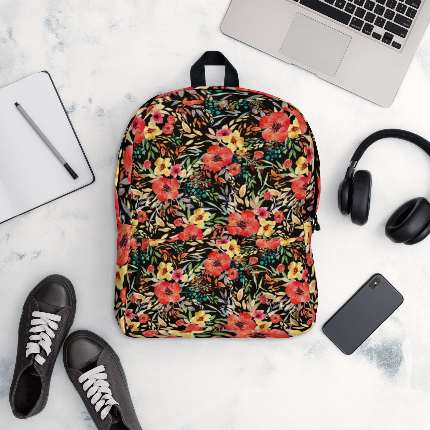 All-Over Print Backpack-Midnight Garden