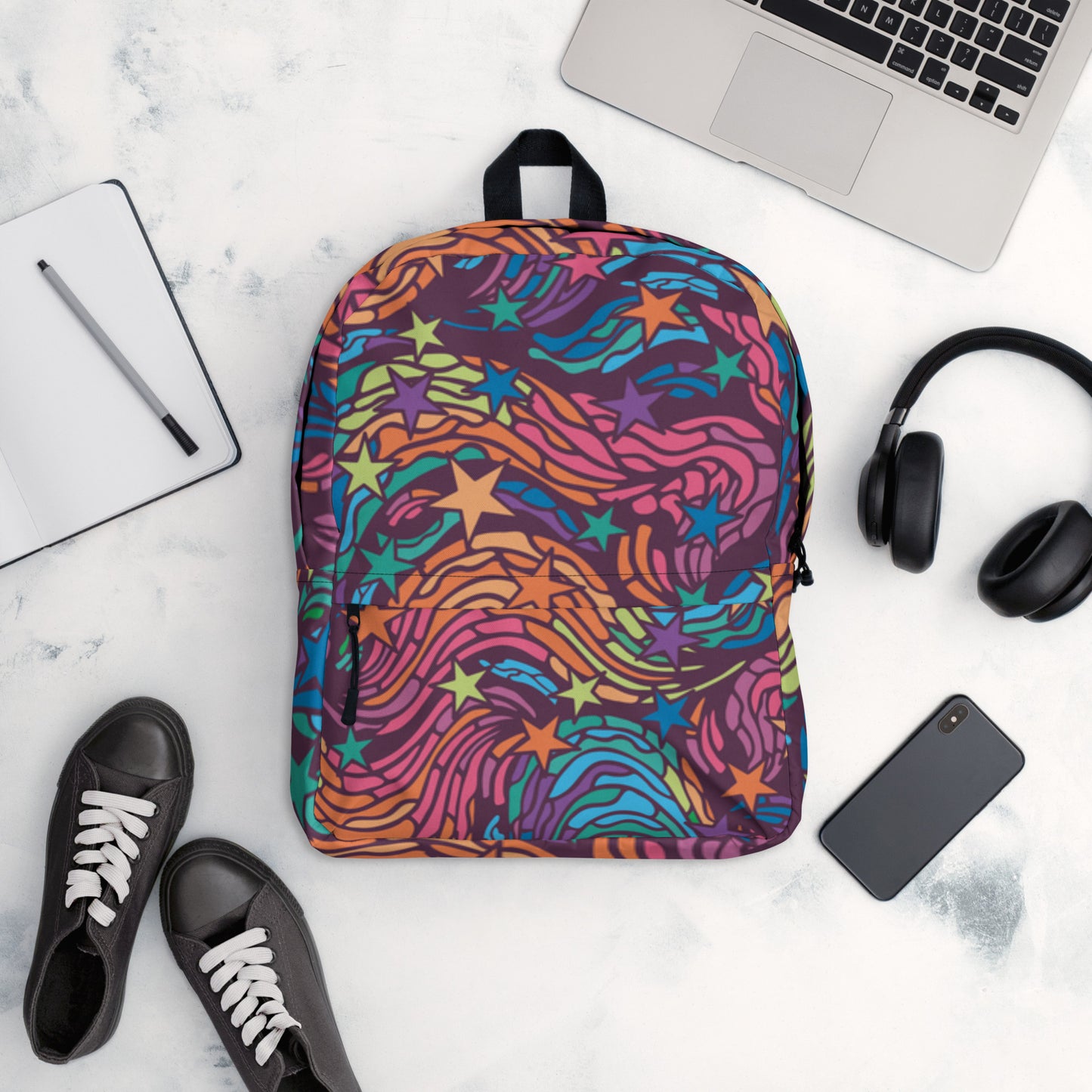 All-Over Print Backpack – Rainbow Starburst