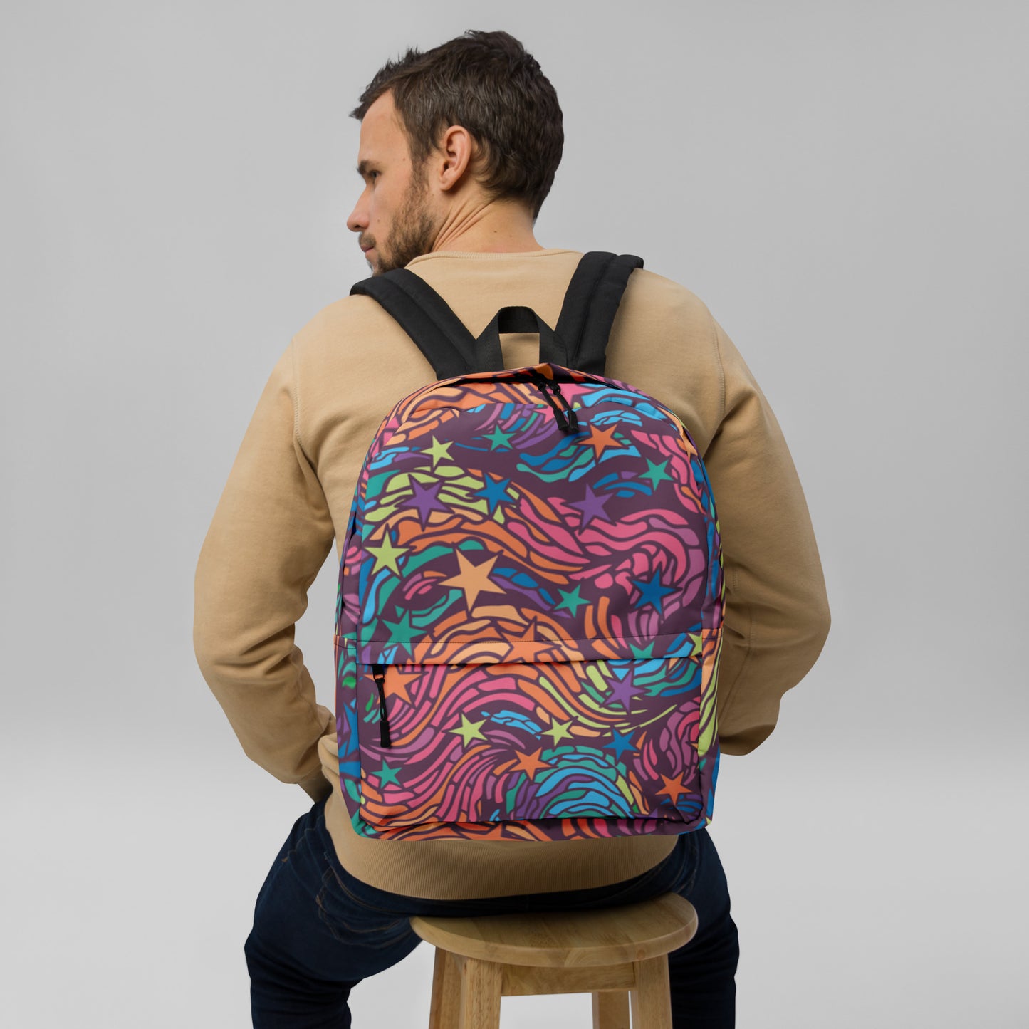 All-Over Print Backpack – Rainbow Starburst