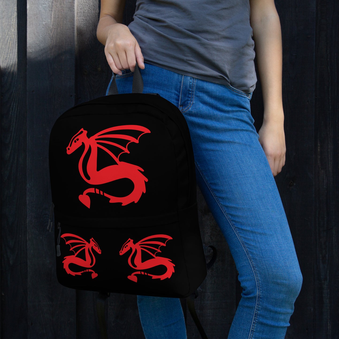 All-Over Print Backpack – Black and Red