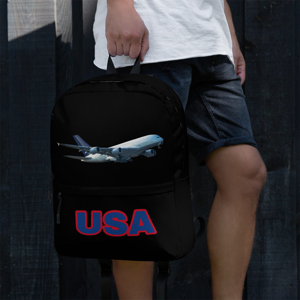 All-Over Print Backpack-Black