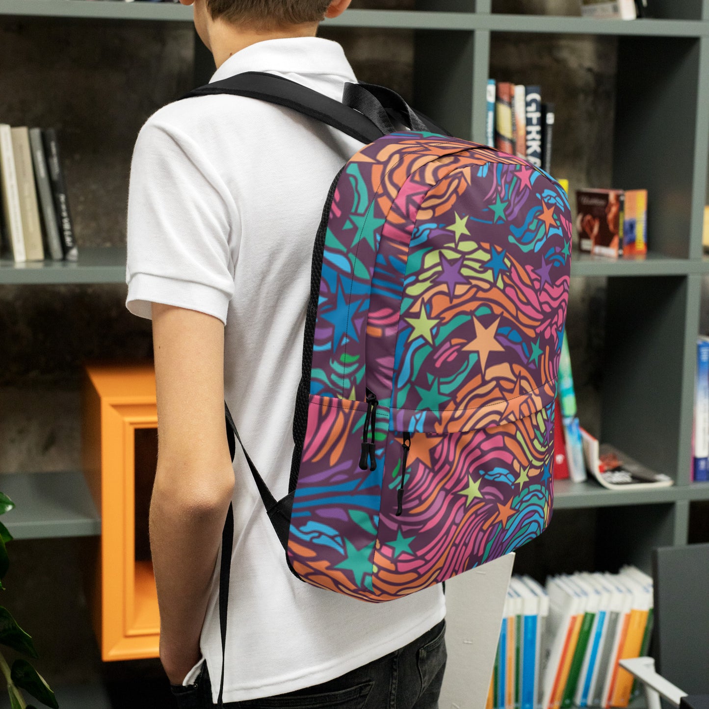 All-Over Print Backpack – Rainbow Starburst