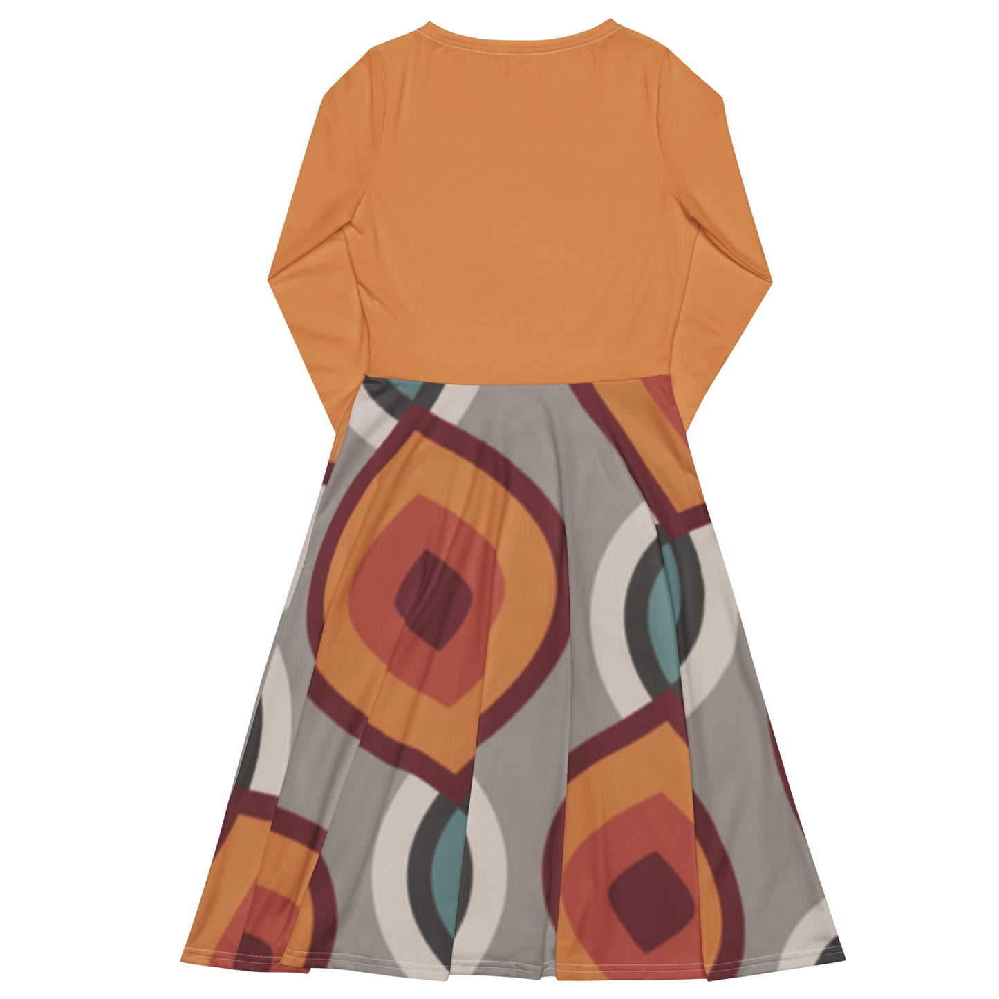 Robe midi à manches longues et imprimé all-over