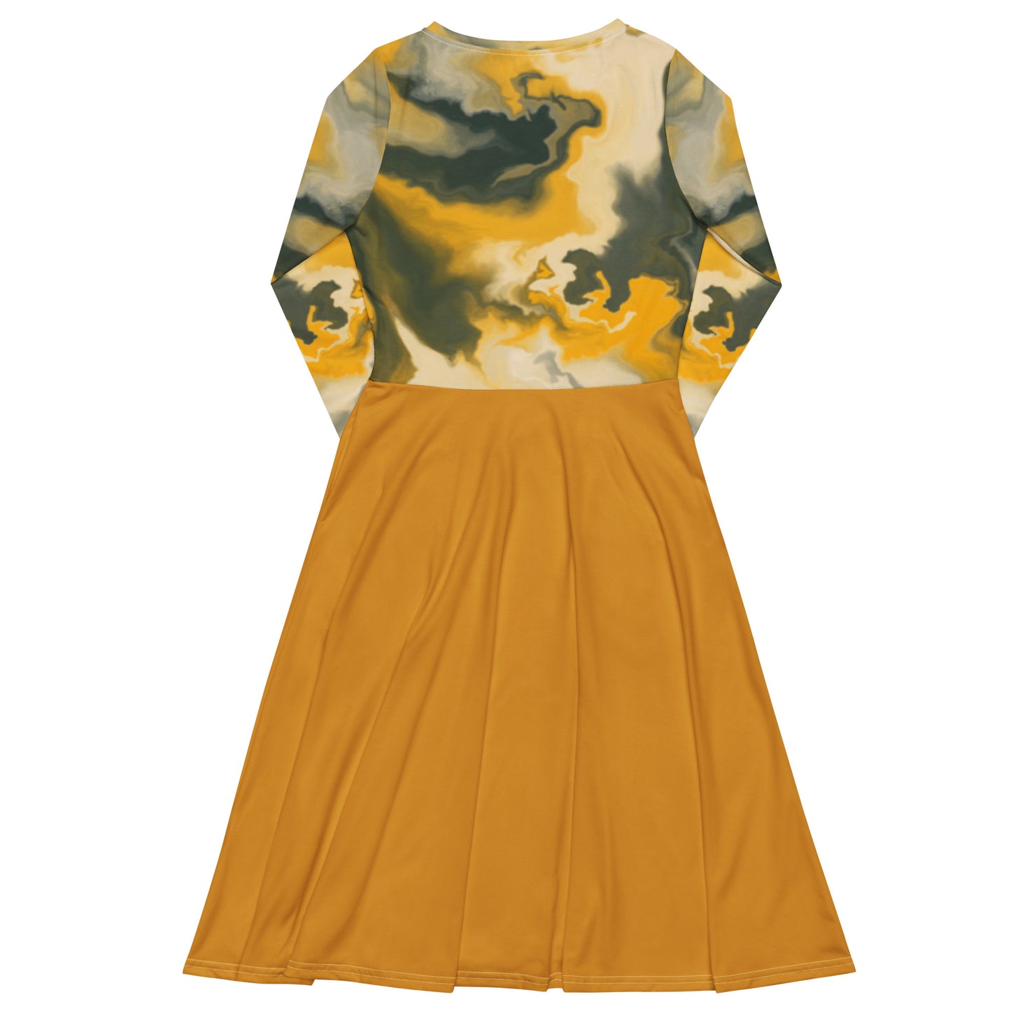 All-over print long sleeve midi dress