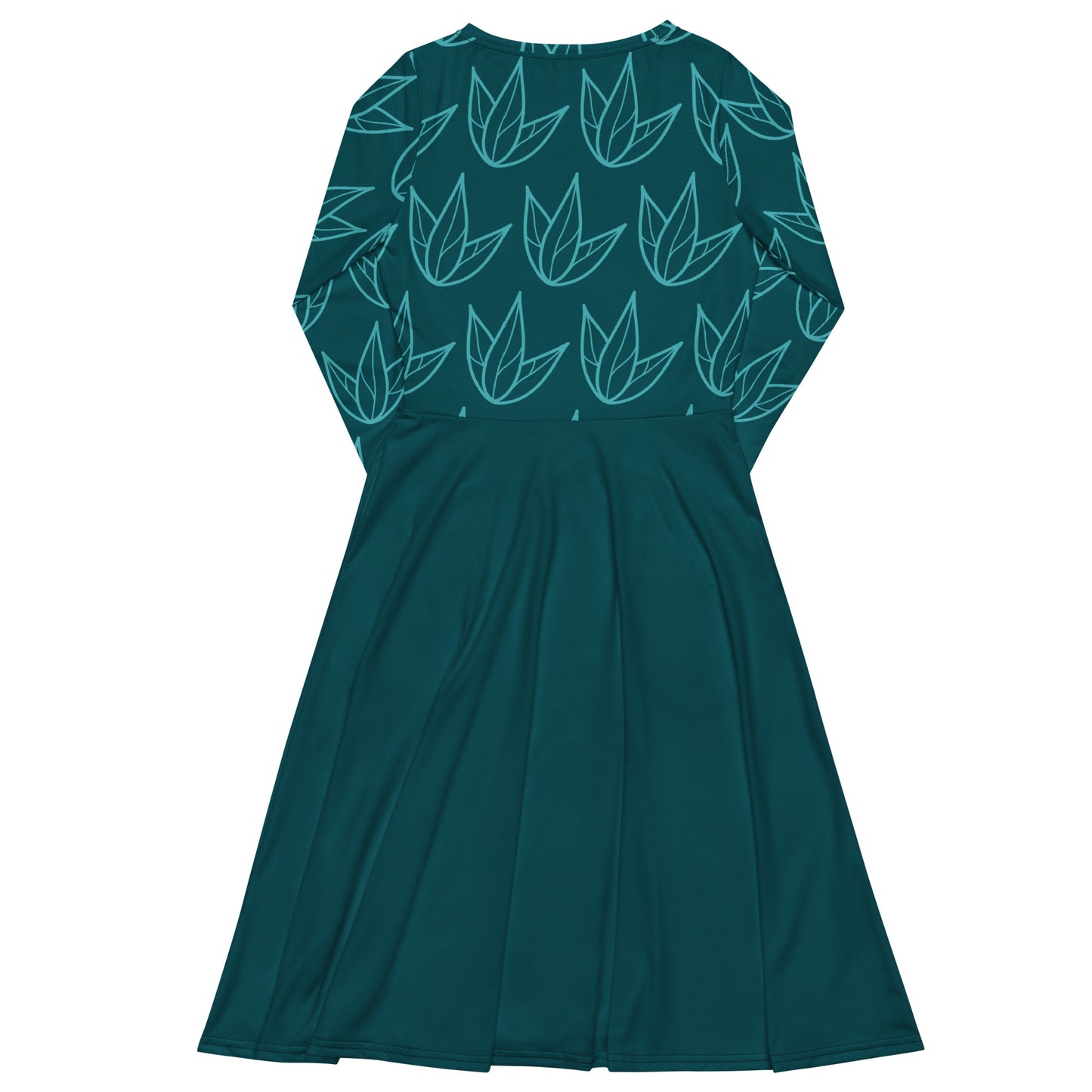 Robe midi à manches longues et imprimé all-over