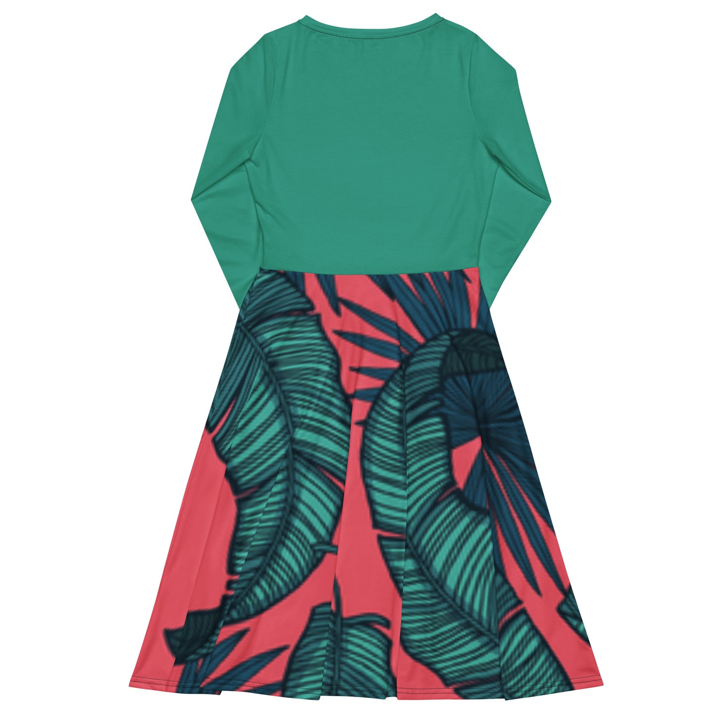 Robe midi à manches longues et imprimé all-over