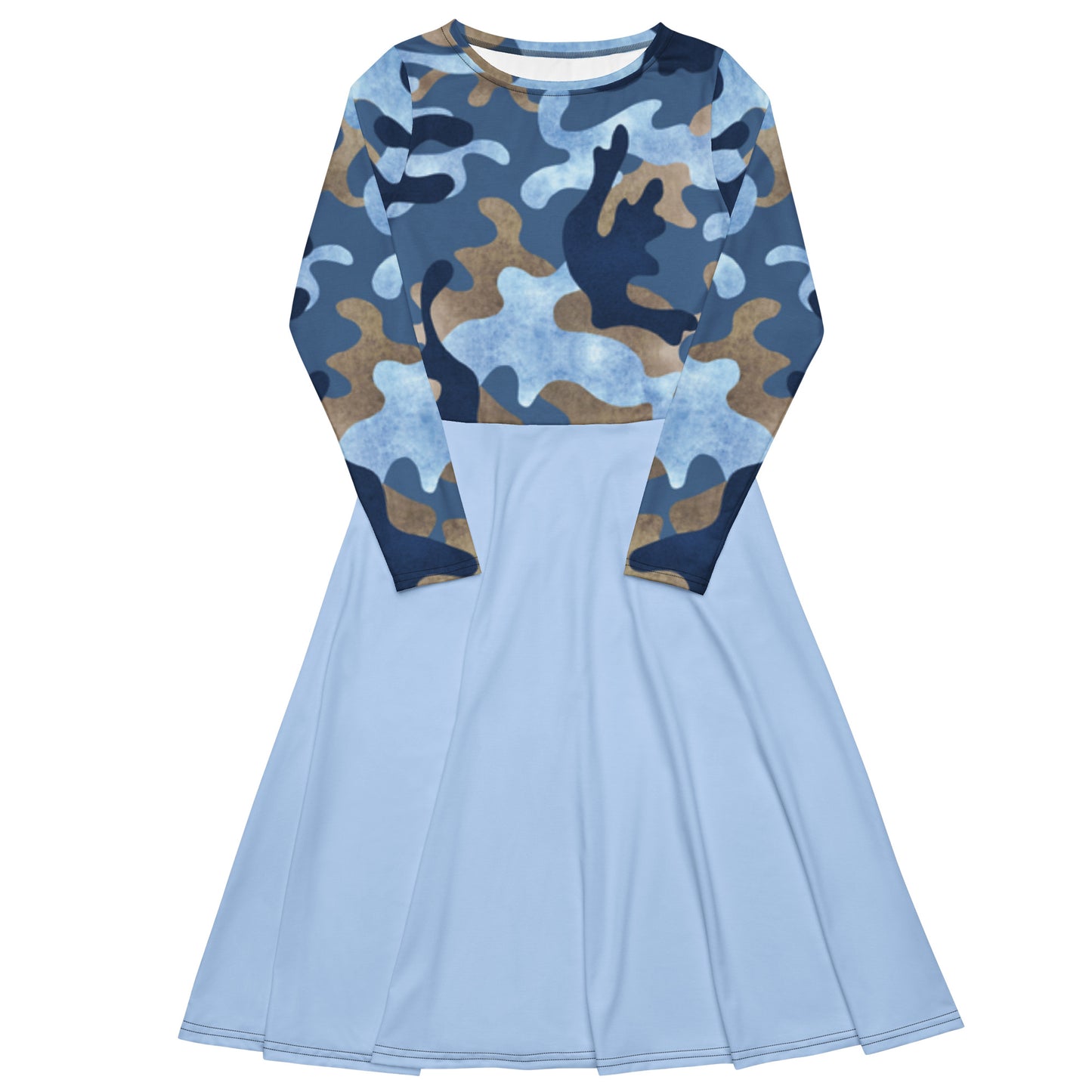 Robe midi à manches longues et imprimé all-over
