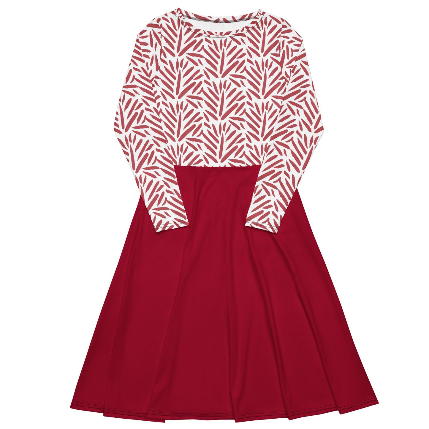 Robe midi à manches longues et imprimé all-over