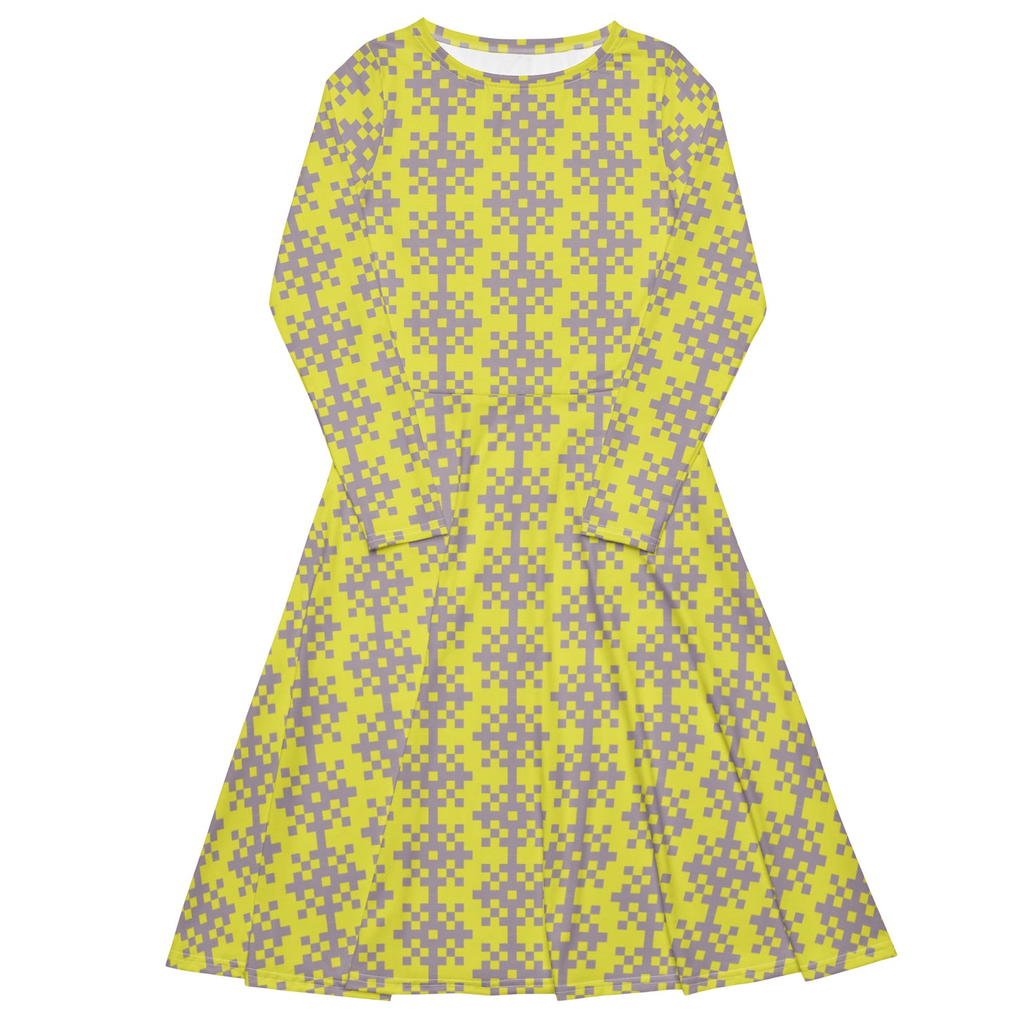 Robe midi à manches longues et imprimé all-over
