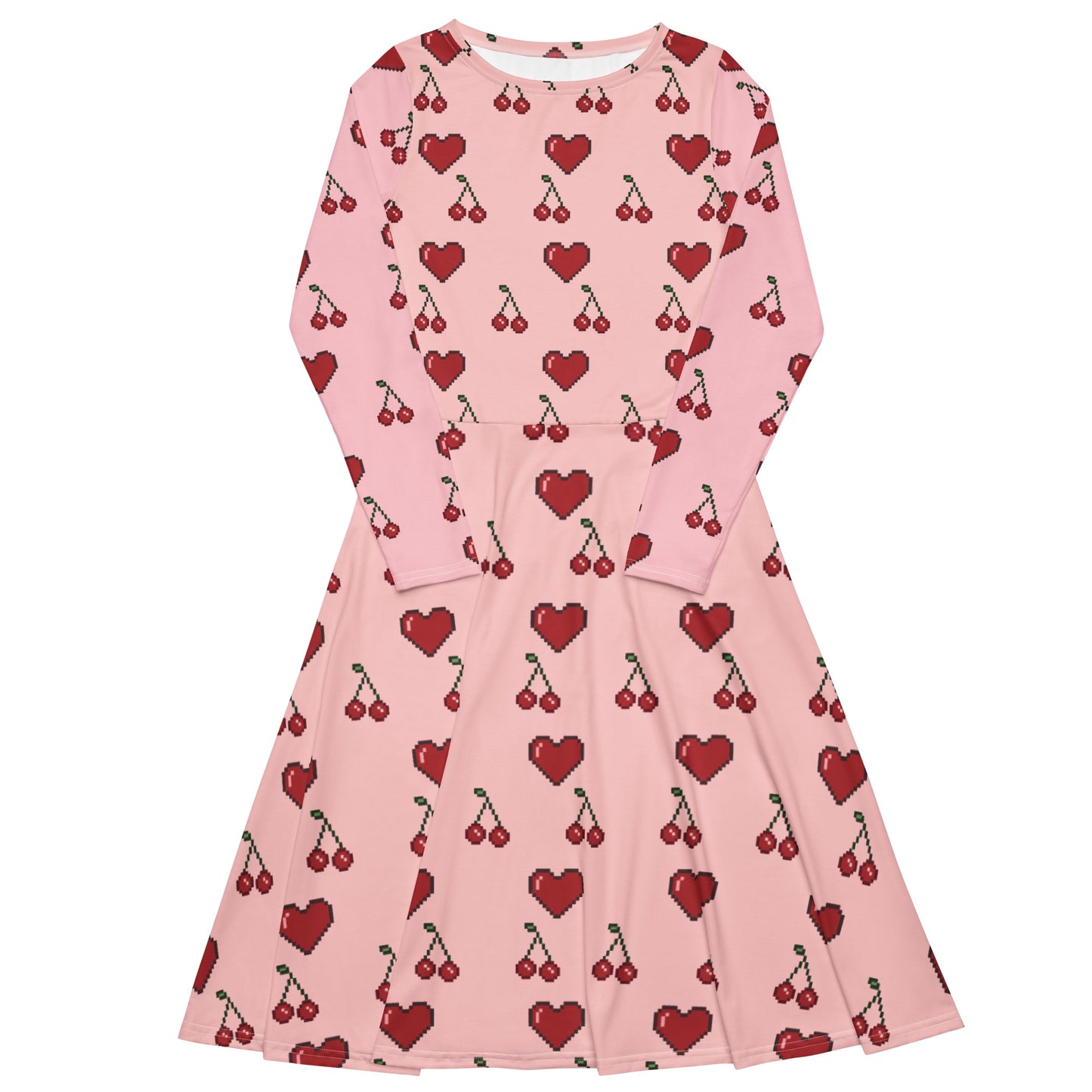 Robe midi à manches longues et imprimé all-over