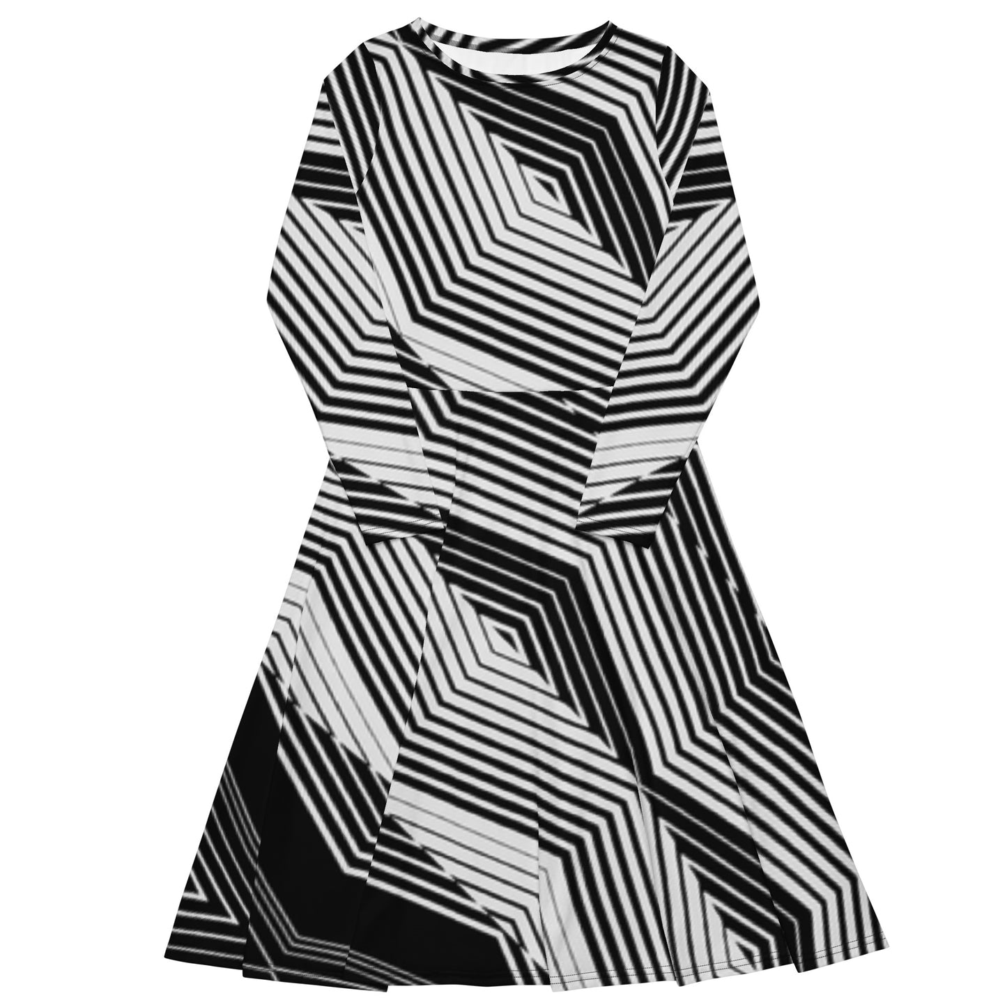 Robe midi à manches longues et imprimé all-over