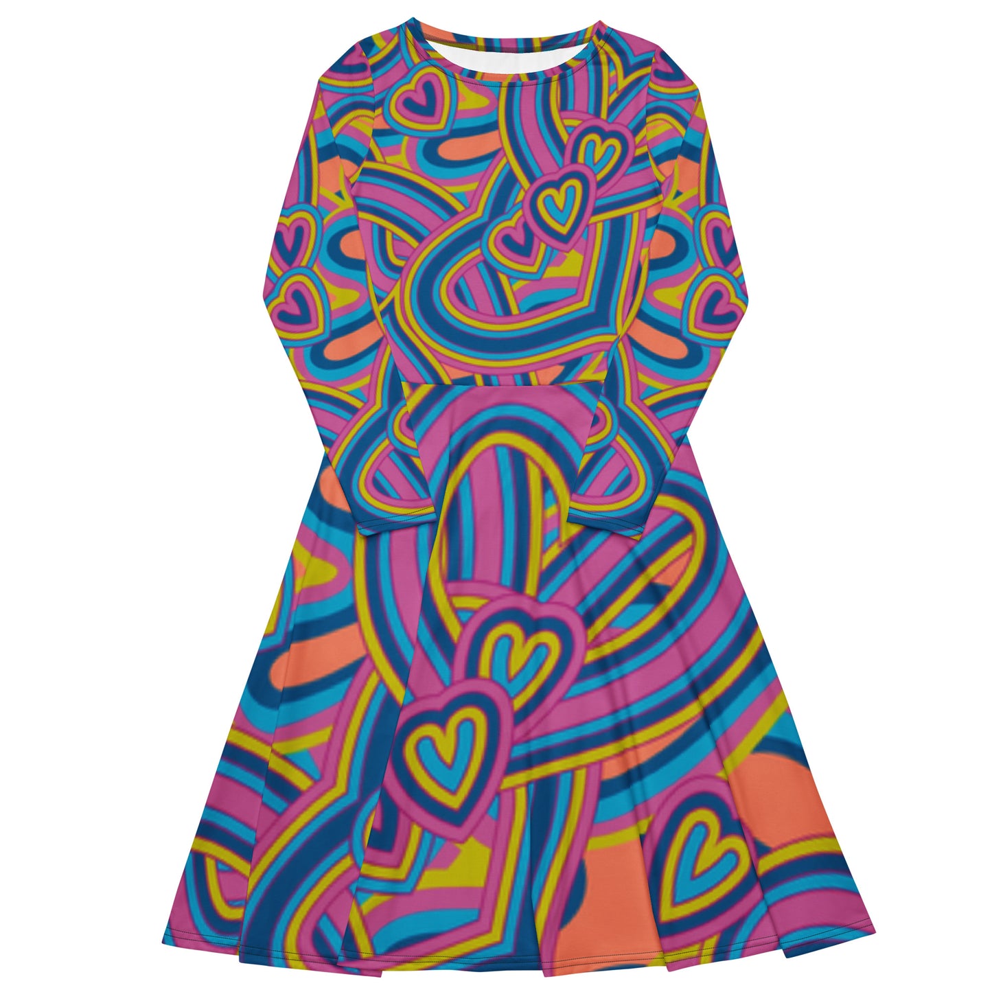 Robe midi à manches longues et imprimé all-over