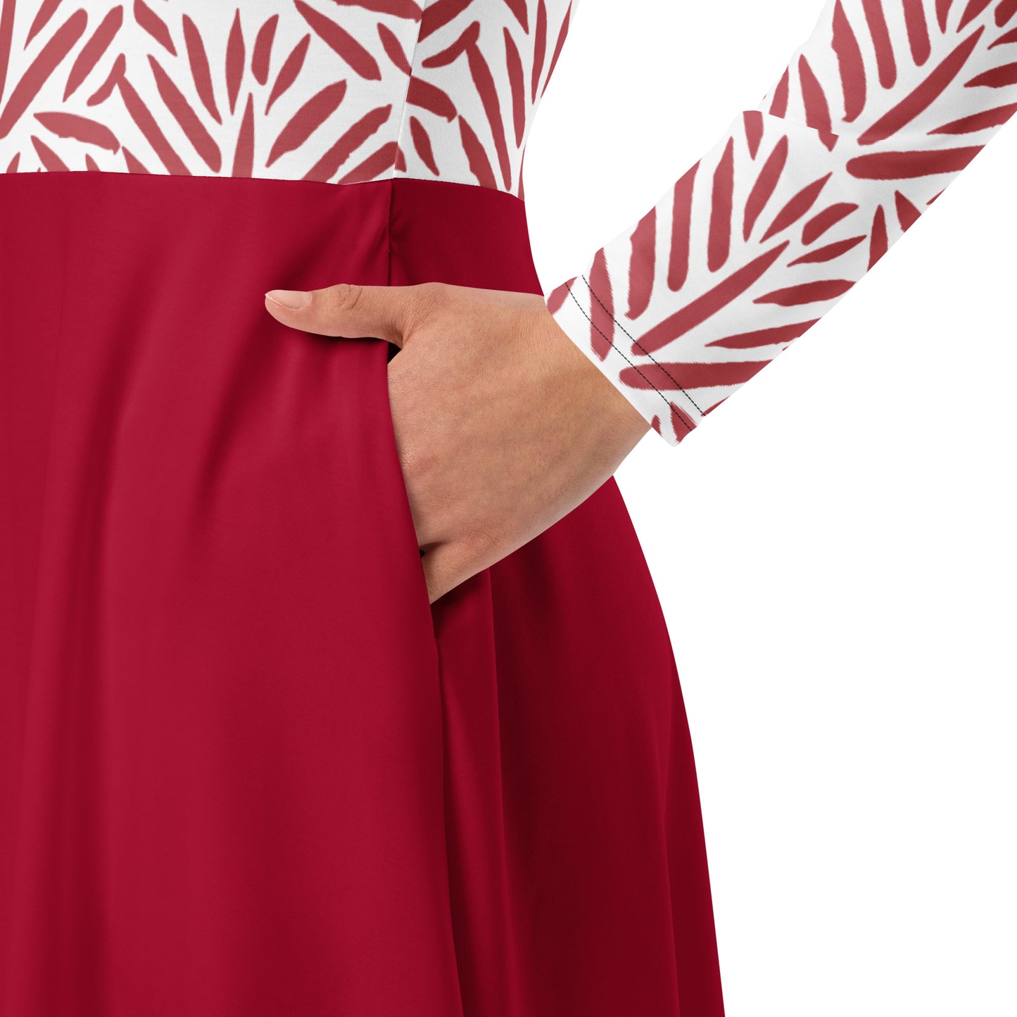 Robe midi à manches longues et imprimé all-over