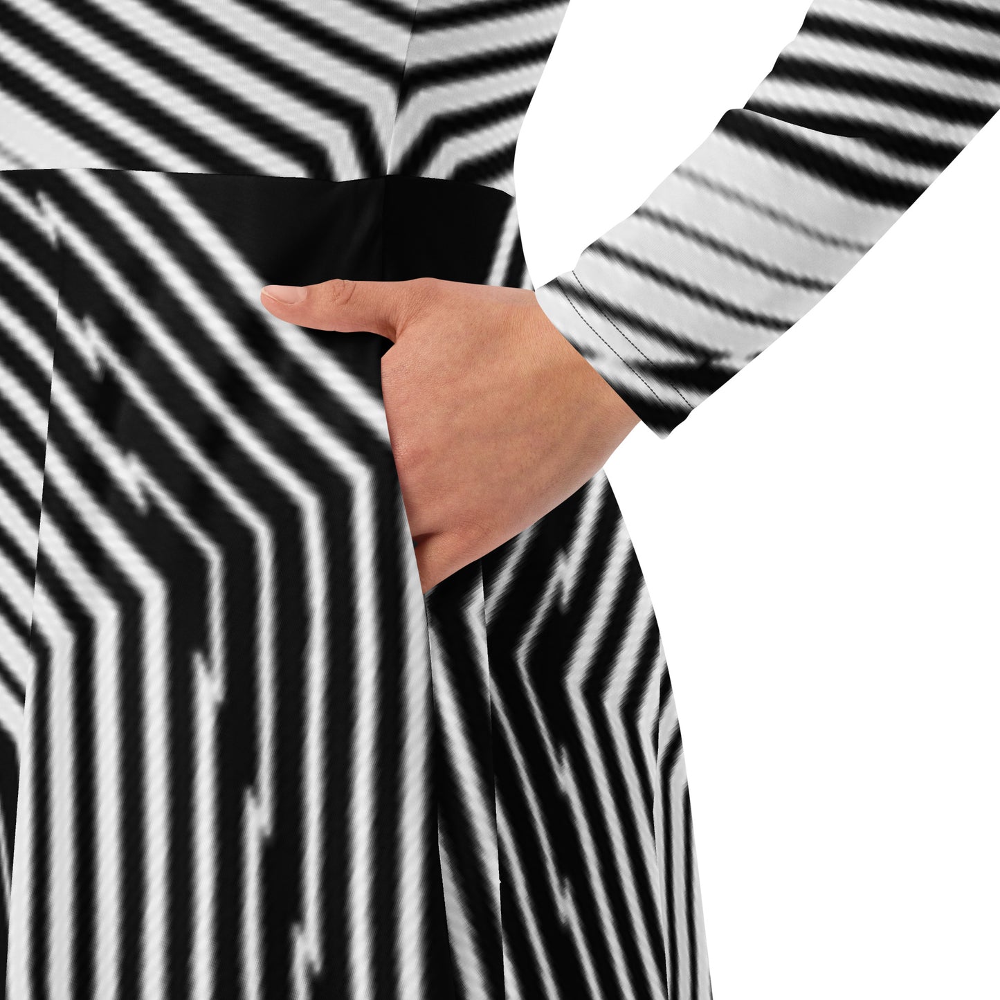 Robe midi à manches longues et imprimé all-over