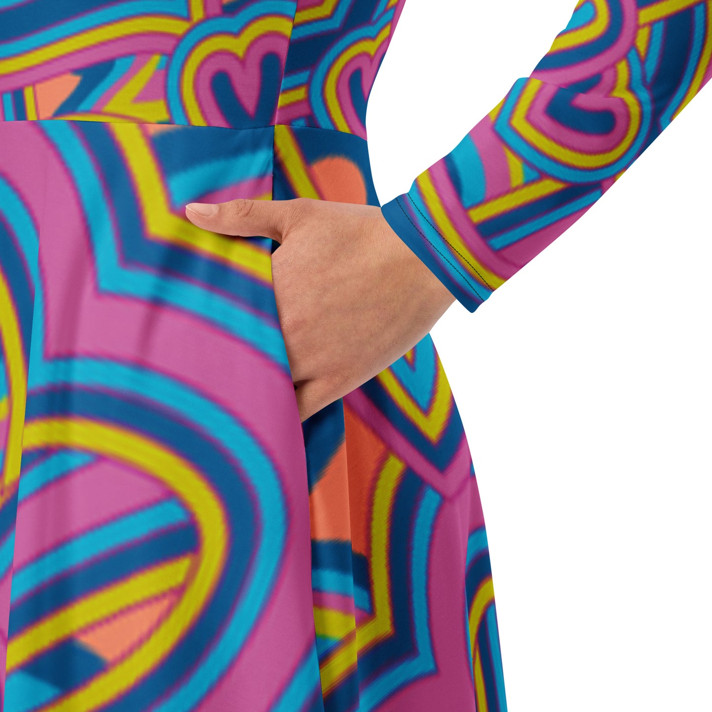 Robe midi à manches longues et imprimé all-over