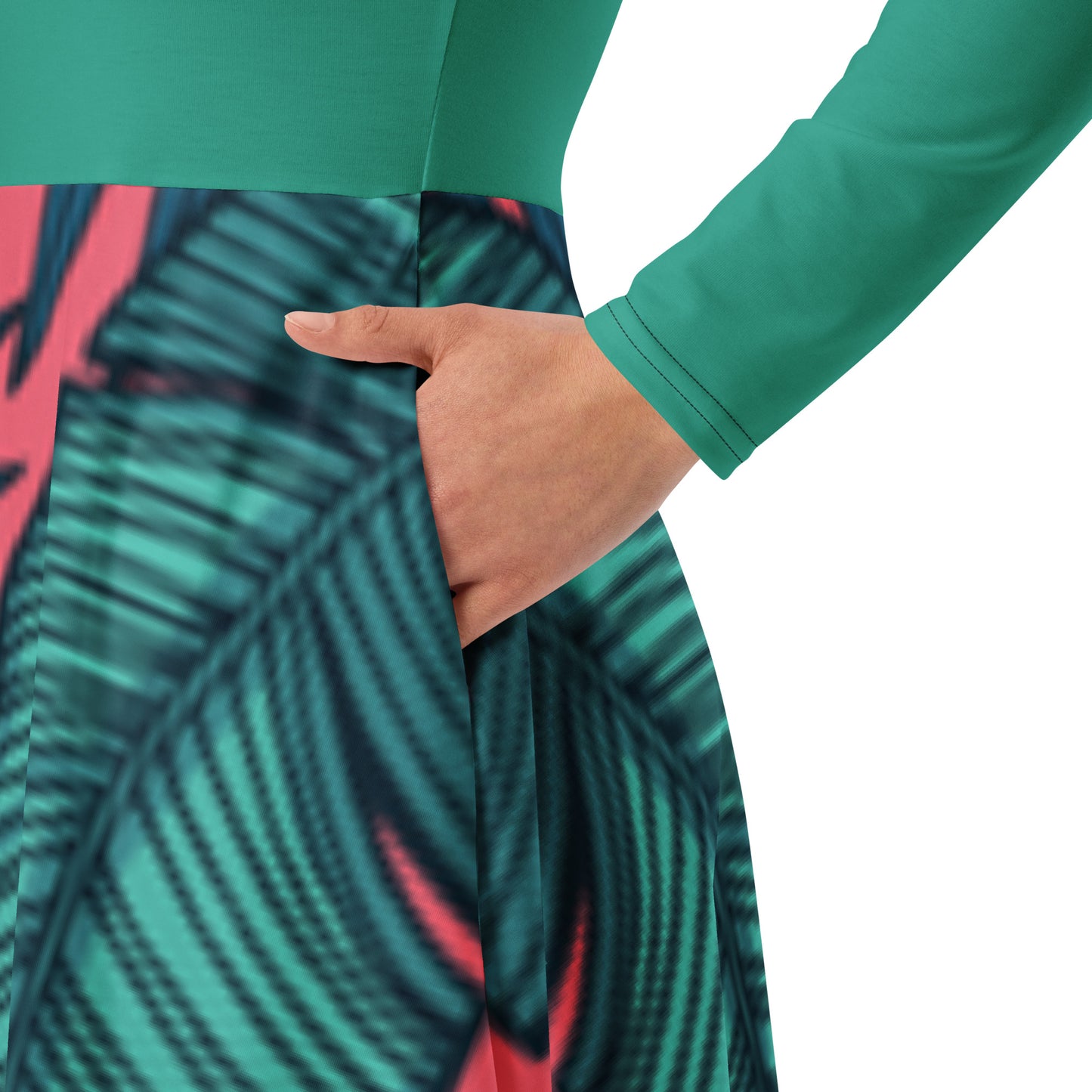 Robe midi à manches longues et imprimé all-over