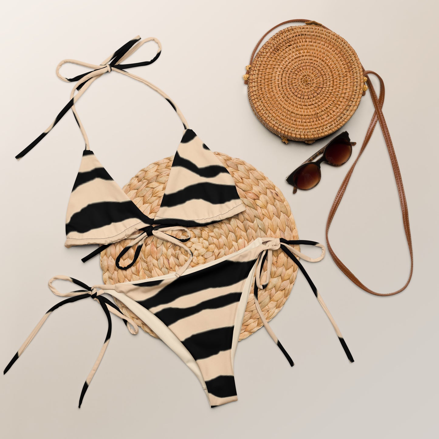 All-over print recycled string bikini
