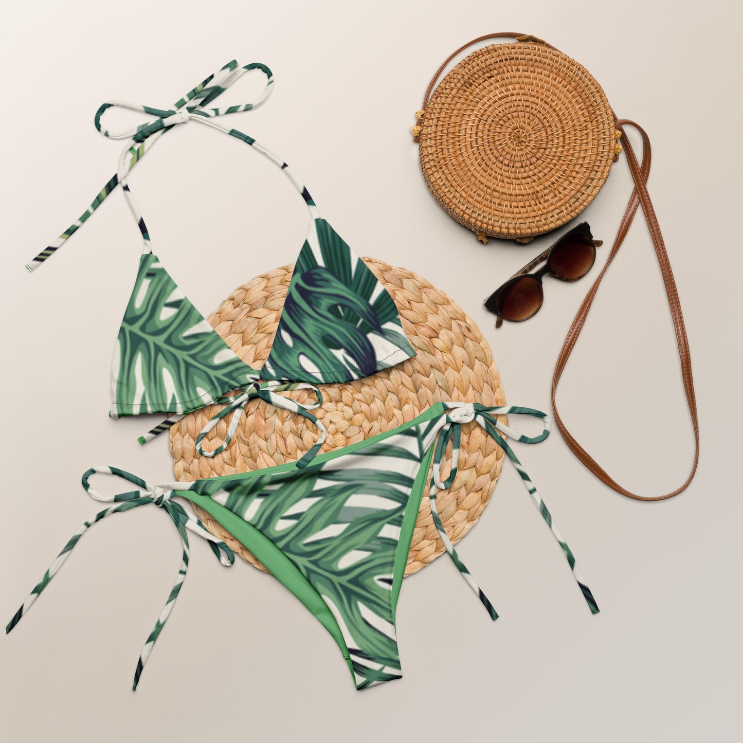 All-over print recycled string bikini