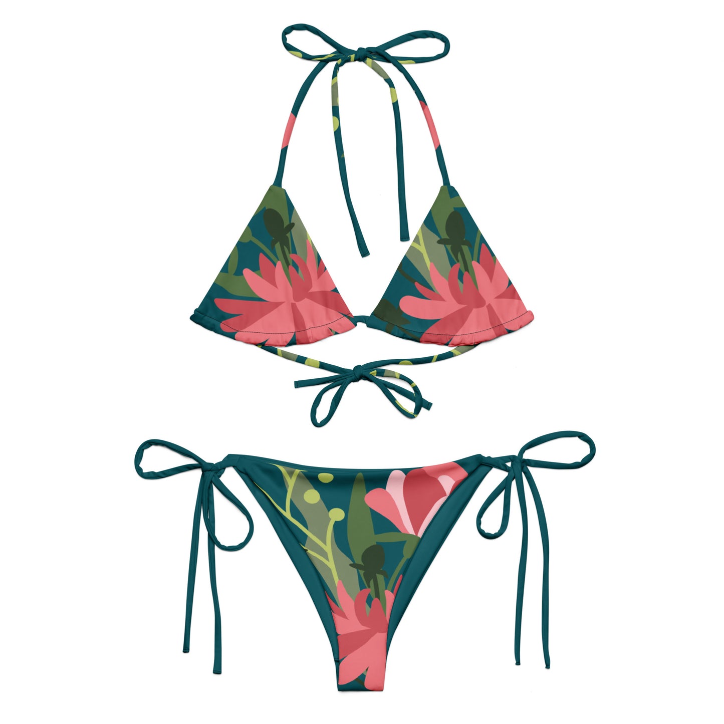 All-over print recycled string bikini