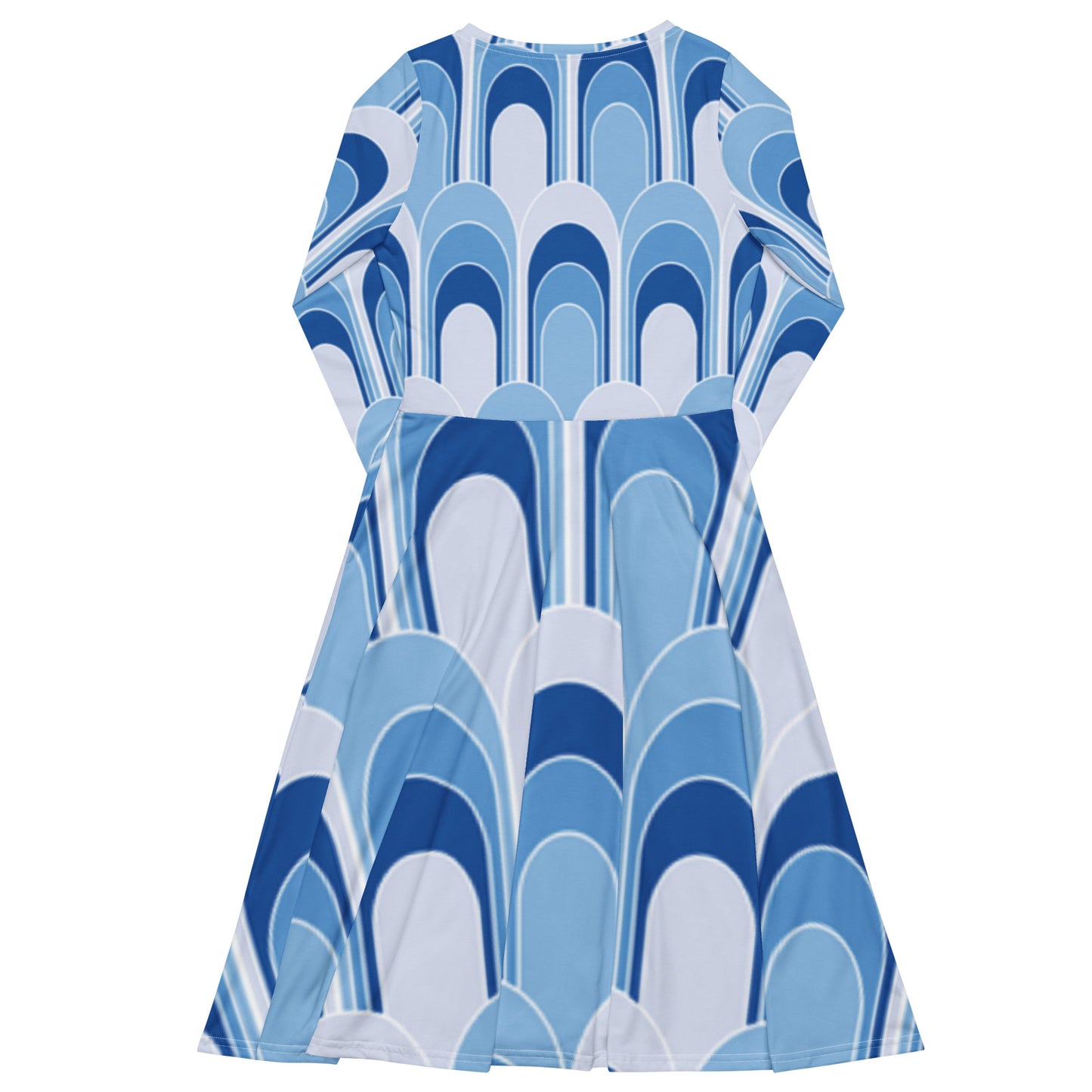 All-over print long sleeve midi dress