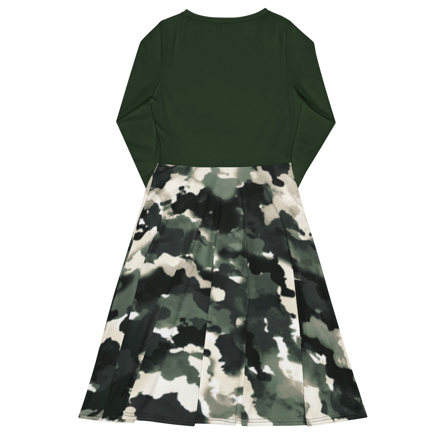 All-over print long sleeve midi dress