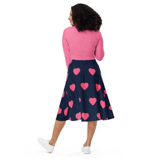 Robe midi à manches longues et imprimé all-over