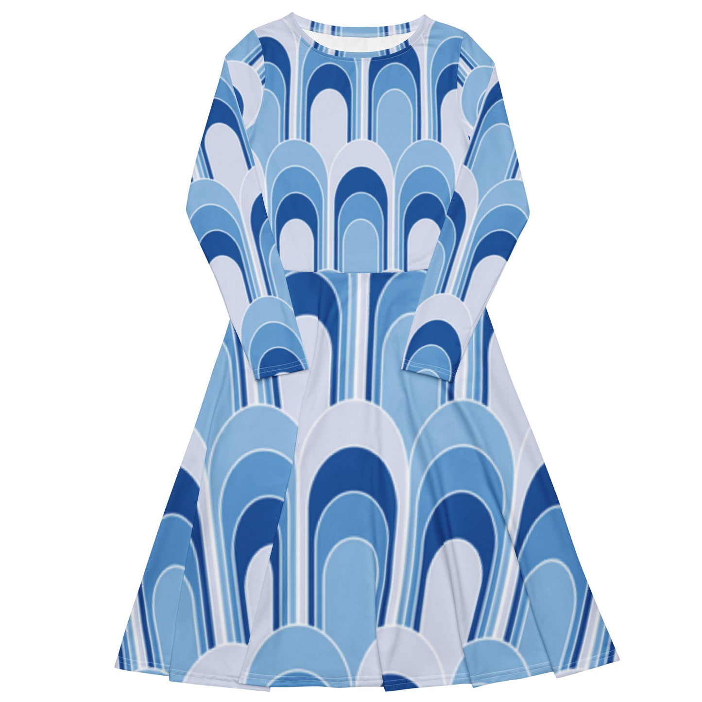 All-over print long sleeve midi dress