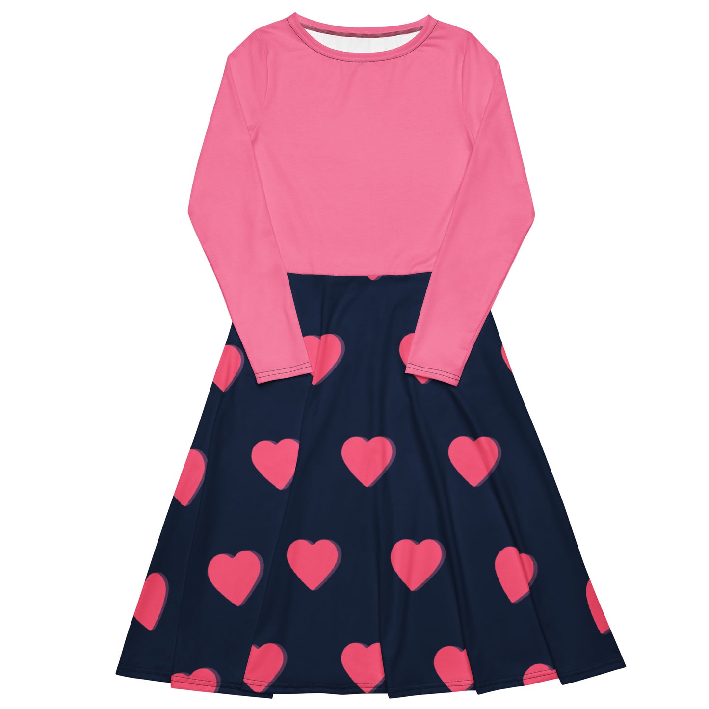 Robe midi à manches longues et imprimé all-over