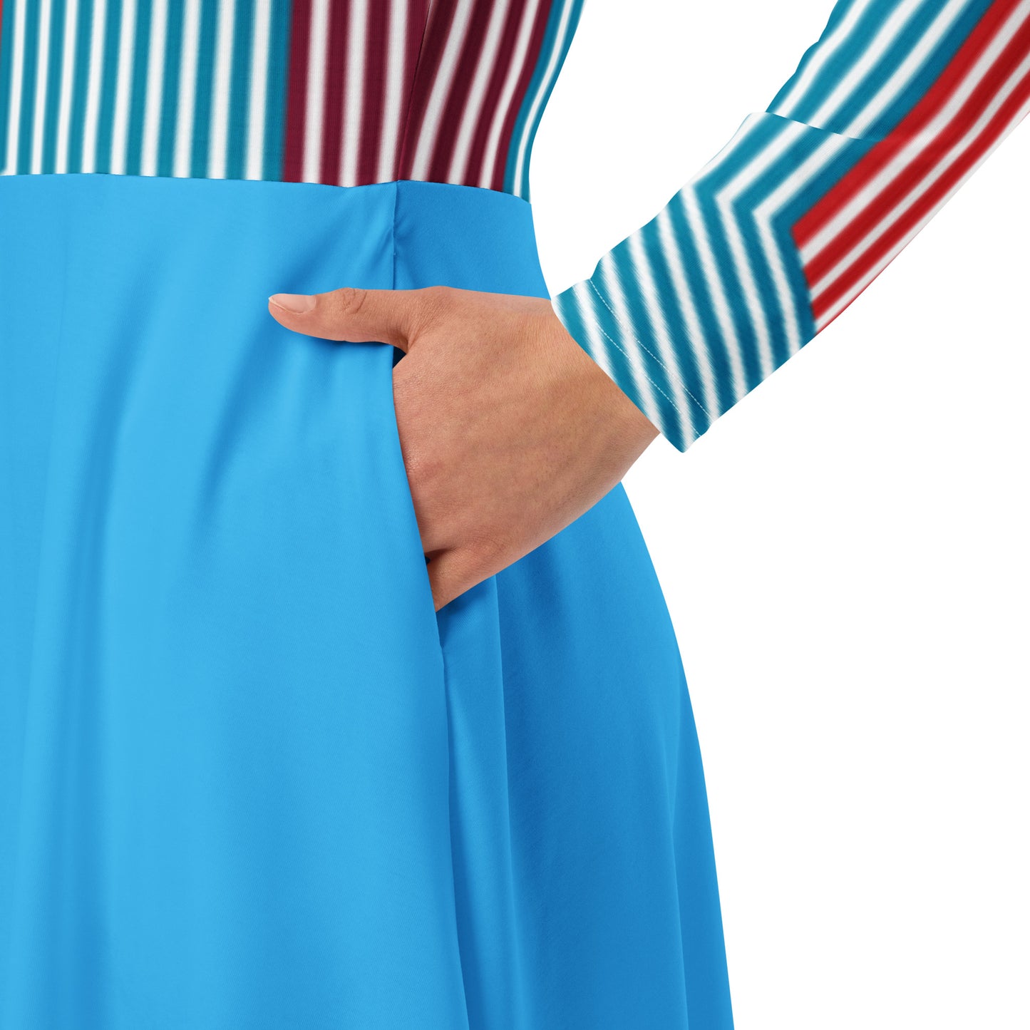All-over print long sleeve midi dress
